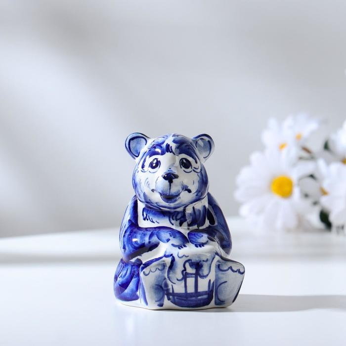 Сувенир «Медведь с медом», 9 см, гжель - Фото 1