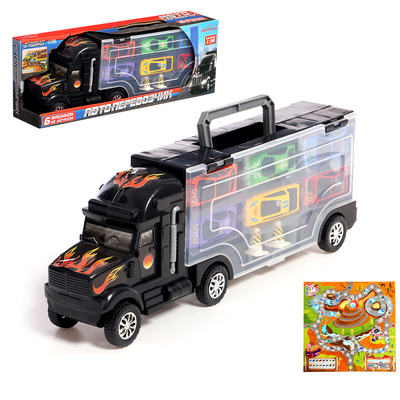 Грузовик «Перевозчик», 6 металлических машин в комплекте + игра, уценка