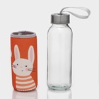 Бутылка для воды «Банни», 300 мл, h=17 см, в чехле, стекло, оранжевая - Фото 2