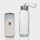 Бутылка для воды стеклянная в чехле «Белый мишка», 300 мл, h=17 см - Фото 2