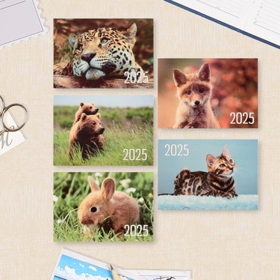 Календарь 2025 год карманный «Животные» микс, 7×10 см