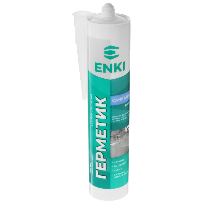 Герметик Enki, силиконовый, санитарный, белый, 280 мл