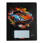 Тетрадь 24 листа в линейку "Машины на черном", обложка мелованный картон, ВД-лак, блок 60 г/м2, 5 видов, МИКС (комплект 20 шт) - фото 25285067