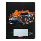 Тетрадь 24 листа в линейку "Машины на черном", обложка мелованный картон, ВД-лак, блок 60 г/м2, 5 видов, МИКС (комплект 20 шт) - фото 25285069