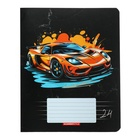 Тетрадь 24 листа в линейку "Машины на черном", обложка мелованный картон, ВД-лак, блок 60 г/м2, 5 видов, МИКС (комплект 20 шт) - фото 25285070