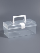 Бокс для хранения мелочей, с ручкой, 23×13×9.5 см, прозрачный/белый - Фото 2