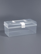 Бокс для хранения мелочей, с ручкой, 23×13×9.5 см, прозрачный/белый - Фото 3