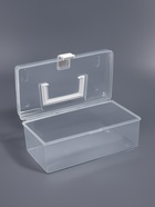 Бокс для хранения мелочей, с ручкой, 23×13×9.5 см, прозрачный/белый - Фото 4