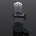 Поилка для птиц, 100 мл, прозр. колба,  для вертикальных и горизонтальных прутьев, серая - фото 24667617