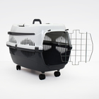 Переноска для животных на колёсах, до 15 кг  "Пижон" 58 х 41 х 36см, бело-серая 1023514 - фото 24667642