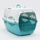 Переноска для животных, до 15 кг  "Пижон" 58 х 41 х 36см, нап.ремень, бело-бирюзовая - фото 24667652