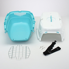 Переноска для животных, до 15 кг  "Пижон" 58 х 41 х 36см, нап.ремень, бело-бирюзовая - фото 24667663