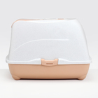 Туалет-домик для кошек, закрытый с дверцей 57 х 43 х 38 см, бежево-белый - фото 24667677