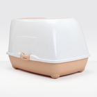 Туалет-домик для кошек, закрытый с дверцей 57 х 43 х 38 см, бежево-белый - фото 24667678