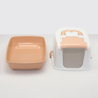 Туалет-домик для кошек, закрытый с дверцей 57 х 43 х 38 см, бежево-белый - фото 24667684