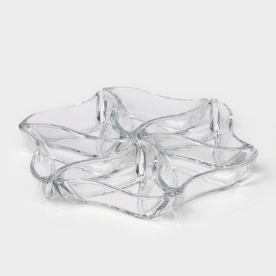 Менажница FLOWER, из 6 предметов, 22×23 см, стекло, прозрачная