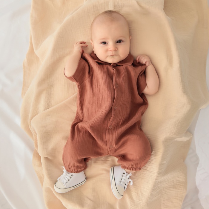 Комбинезон «Крошка Я. Муслин», размер 74-80, коричневый - Фото 1