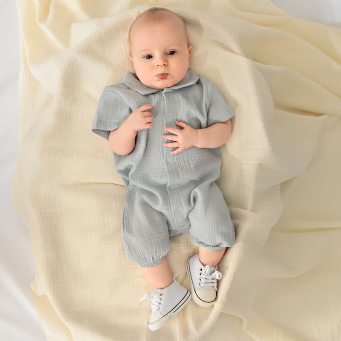 Комбинезон «Крошка Я. Муслин», размер 86-92, серо-голубой - Фото 1