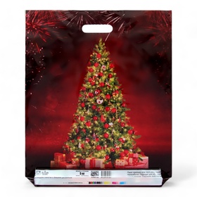 Пакет подарочный новогодний «Елочное сияние», полиэтиленовый с вырубной ручкой, 45?38 см (комплект 50 шт)