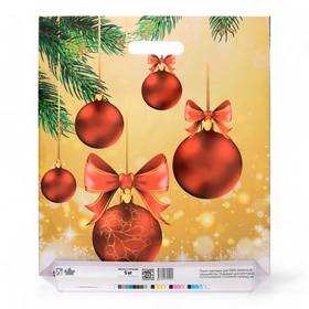 Пакет подарочный новогодний «Украшение праздника», полиэтиленовый с вырубной ручкой, 45?38 см (комплект 50 шт)
