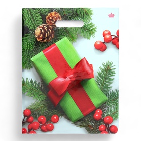 Пакет подарочный новогодний «Калина в подарок», полиэтиленовый с вырубной ручкой, 40?31 см (комплект 50 шт)