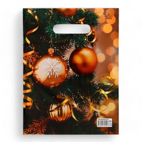 Пакет подарочный новогодний «Серпантин и шарики», полиэтиленовый с вырубной ручкой, 30?23 см (комплект 100 шт)