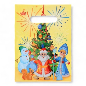 Пакет подарочный новогодний «Хоровод», полиэтиленовый с вырубной ручкой, 19?25 см (комплект 100 шт)