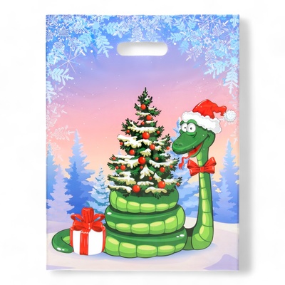 Пакет «Новогодний момент», полиэтиленовый с вырубной ручкой, 40×31 см