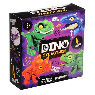 Игрушка - сюрприз «Dino. Зубастики», подвижные детали, 4 фигурки динозавров, МИКС