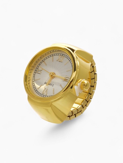 Кольцо «Время» часы круг, цвет золото