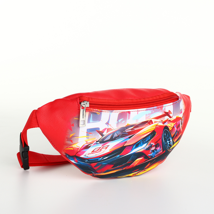 Сумка поясная детская на молнии, красная - Фото 1