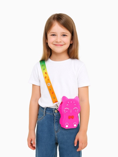 Сумка для девочки «Кошечка», поп ит, силиконовая, на молнии, розовая