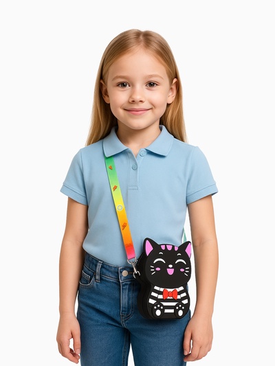 Сумка детская для девочки на молнии, чёрная