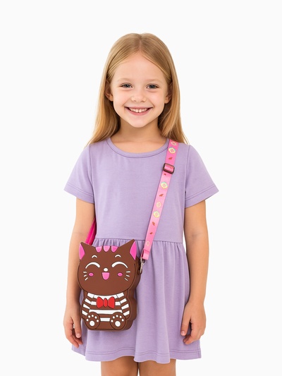 Сумка детская «Котейка», для девочки, поп ит, на молнии, коричневая