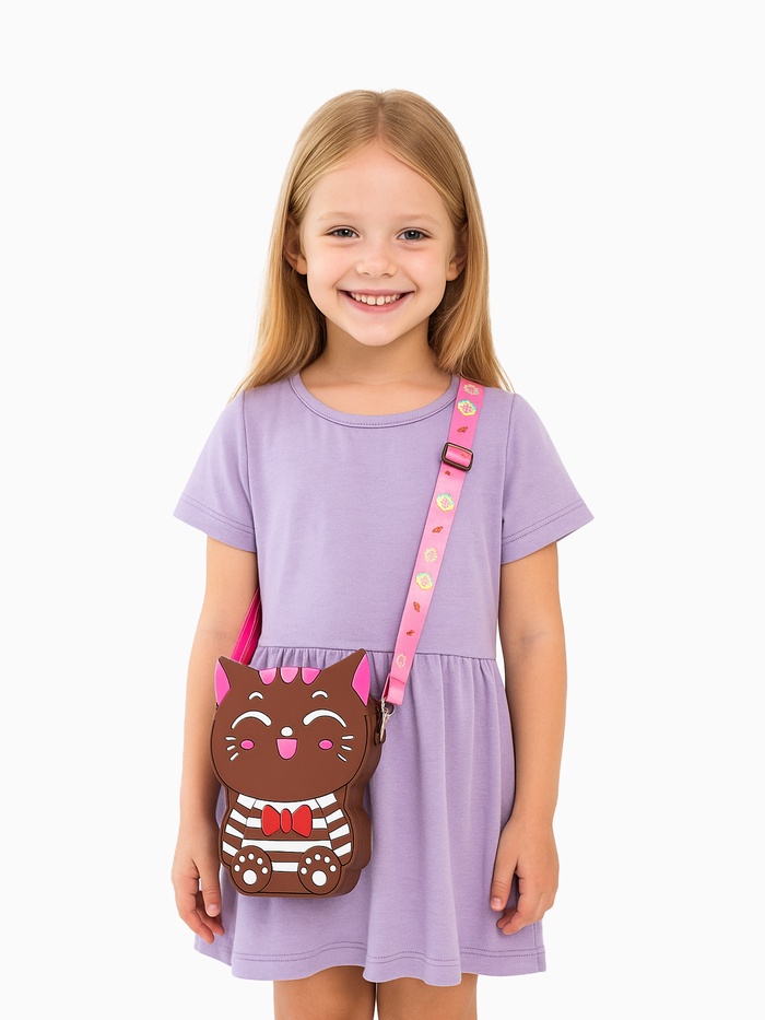 Сумка детская «Котейка», для девочки, поп ит, на молнии, коричневая - Фото 1