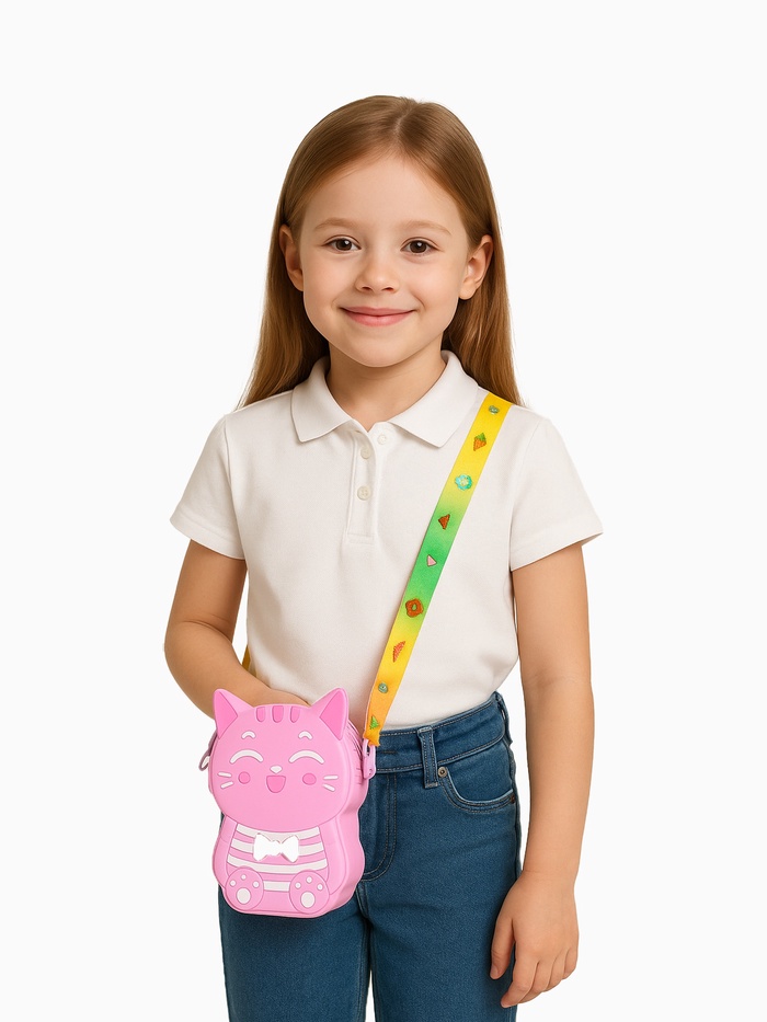 Сумка детская «Котейка», для девочки, поп ит, на молнии, сиреневая - Фото 1