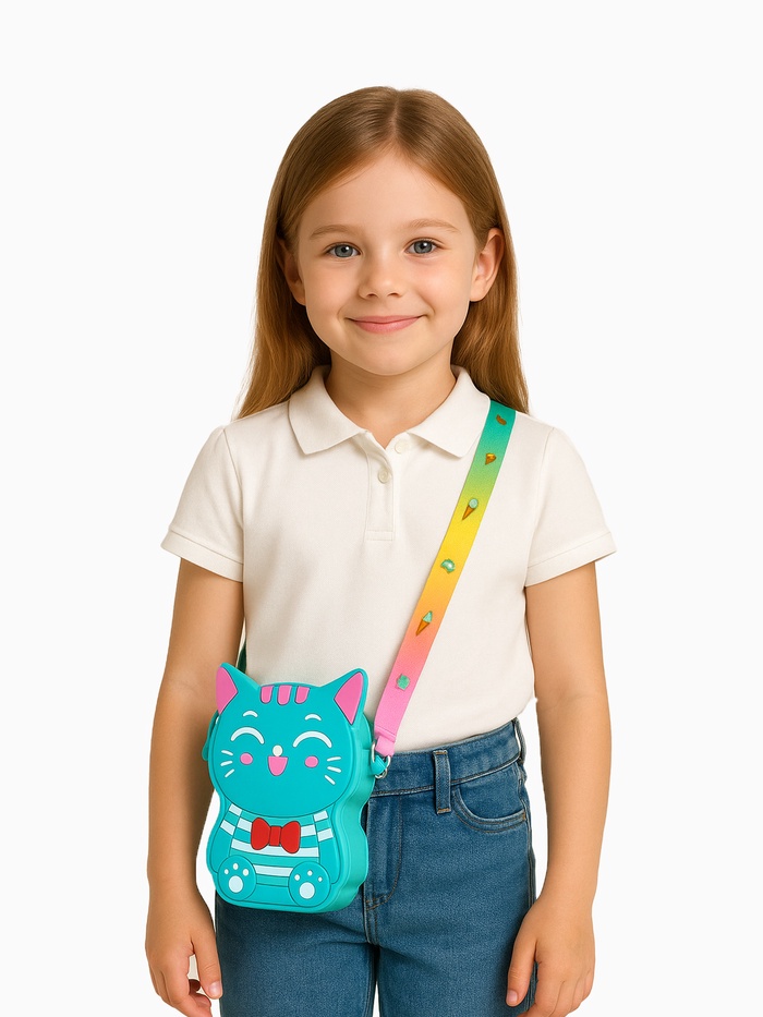 Сумка детская «Котейка», для девочки, поп ит, на молнии, морская волна - Фото 1