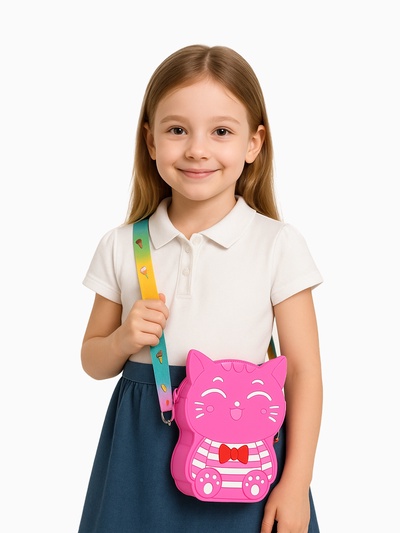 Сумка детская «Котейка», для девочки, поп ит, на молнии, малиновая