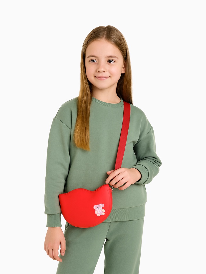 Сумка детская для девочки на молнии, красная - Фото 1