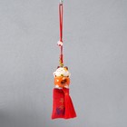 Подвеска керамика "Манэки-нэко с мешком удачи" оранжевый 3,8х4х21 см - фото 321793946
