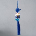 Подвеска керамика с бубенчиками "Манэки-нэко" синий 3,5х3,7х26 см - фото 24675098