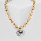Кулон на декоративной основе «Сердце» объёмное, цвет золото с серебром, 40 см - фото 12120451