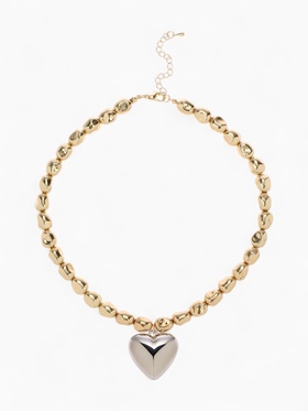 Кулон на декоративной основе «Сердце» объёмное, цвет золото с серебром, 40 см