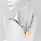 Кулон на декоративной основе «Сердце» объёмное, цвет серебро с золотом, 40 см - фото 12120453