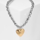 Кулон на декоративной основе «Сердце» объёмное, цвет серебро с золотом, 40 см - фото 12120454