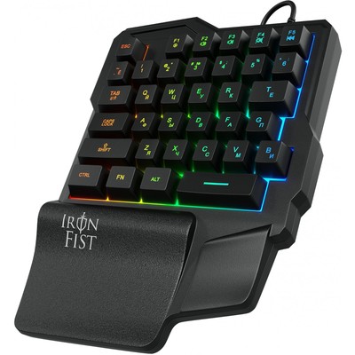 Игровой блок Оклик 701G IRON FIST, USB for gamer LED, подставка для запястий, чёрный