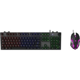 Клавиатура + мышь Оклик 500GMK клав:серый/черный мышь:черный/серый USB Multimedia LED (1546   106689