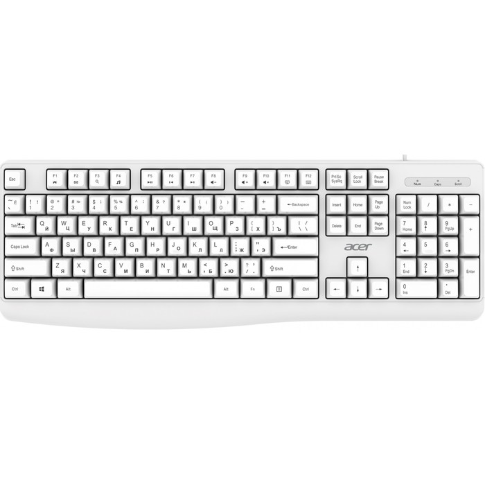 Клавиатура Acer OKW301 белый USB (ZL.KBDCC.01B) - Фото 1