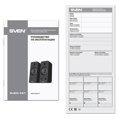 Колонки Sven 431, формат акустики 2.0, 6 Вт, Bluetooth, USB, чёрные