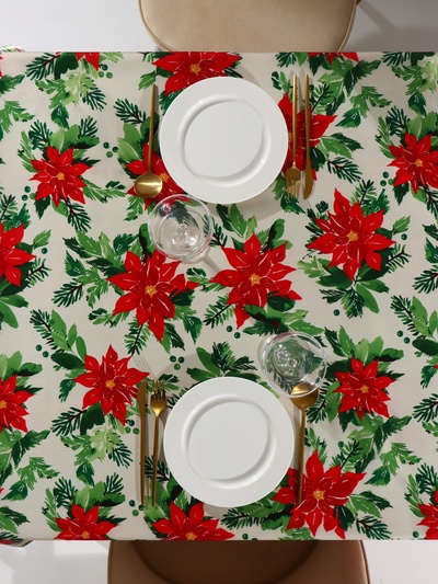 Скатерть новогодняя «Доляна» Christmas flowers, размер 145×220 см